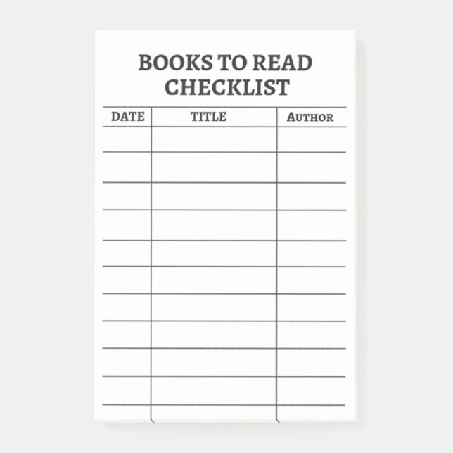 Books To Read Checklist Modern Notes (Front)