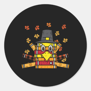 Books Turkey Funny Read Thanksgiving Teacher Fall Classic Round Sticker