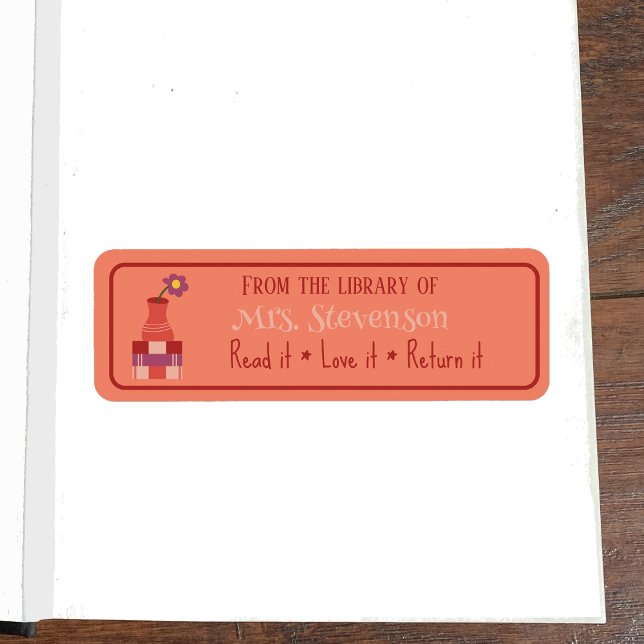 Books Vase Classroom Library Peach Budget Labels (Creator Uploaded)
