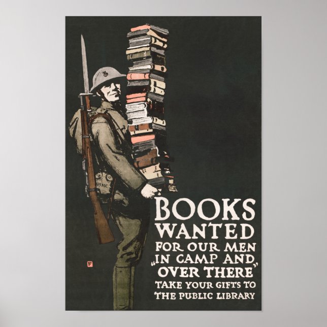 Books Wanted For Our Men In Camp - WW1 Book Drive Poster (Front)