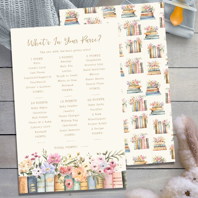 Books What's In Your Purse Game (Wildflower Books What's In Your Purse Baby Shower Game by Painted Paperie
)