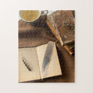 Books with feathers jigsaw puzzle