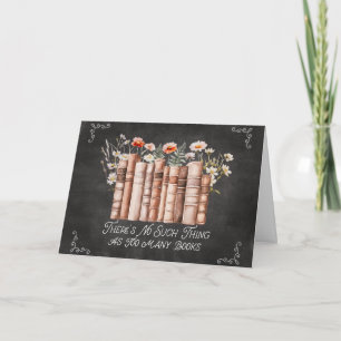 Books with Flowers and Quote on Black Chalkboard Card