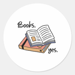 Books Yes Fun Cartoon Thankful Thanksgiving Fall A Classic Round Sticker