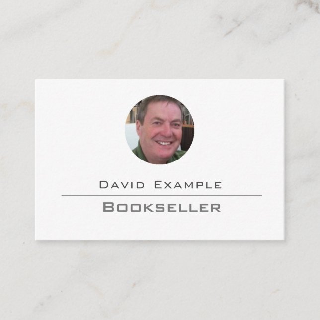 Bookseller with Photo of Holder Business Card (Front)