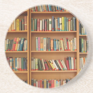 Bookshelf background coaster