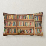 Bookshelf background lumbar cushion<br><div class="desc">Do you love books and love to read? Here is a great photo of a wooden bookshelf on many different gift ideas for book lovers and great products for book worms.</div>