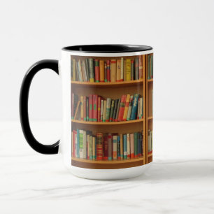 Bookshelf background mug