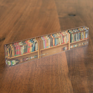Bookshelf background nameplate