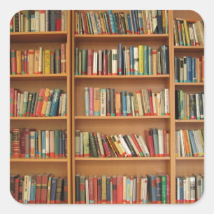 Bookshelf background square sticker