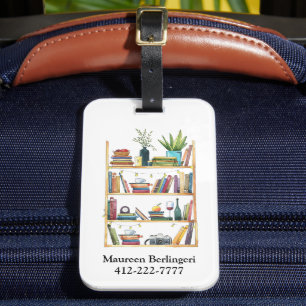 Bookshelf Book Lover Personalised Luggage Tag