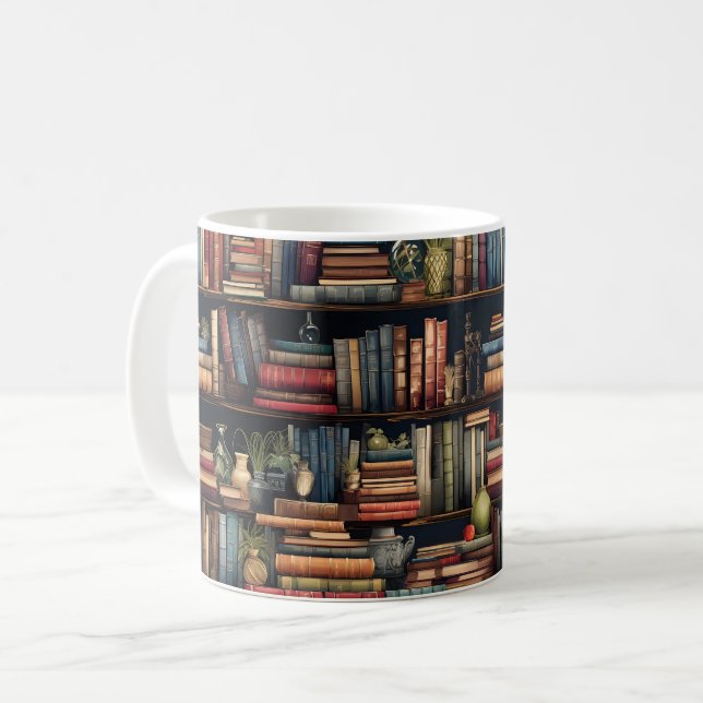 Bookshelf Books Coffee Mug (Front Left)