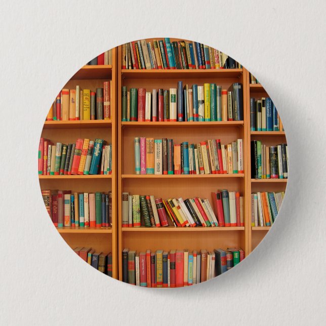 Bookshelf Books Library Bookworm Reading 7.5 Cm Round Badge (Front)