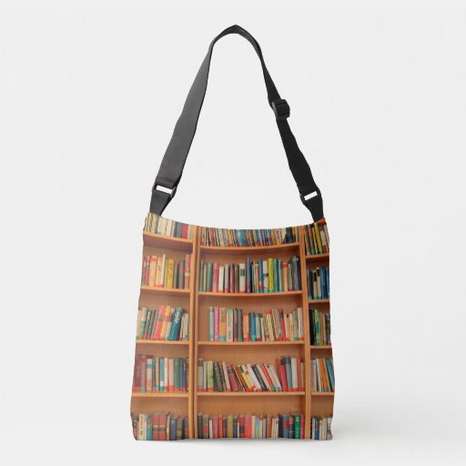 Image of Bookshelf Books Library Bookworm Reading Crossbody Bag
