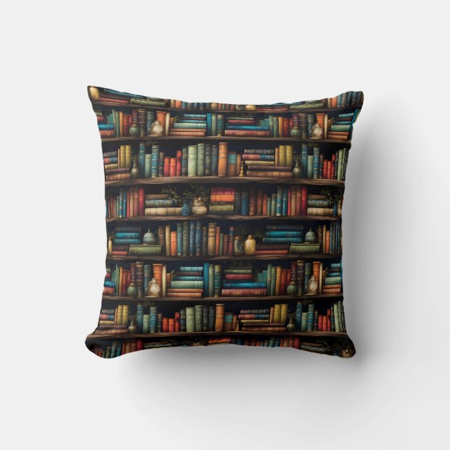 Bookshelf Books Library Bookworm Reading Cushion (Front)