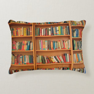 Bookshelf Books Library Bookworm Reading Decorative Cushion