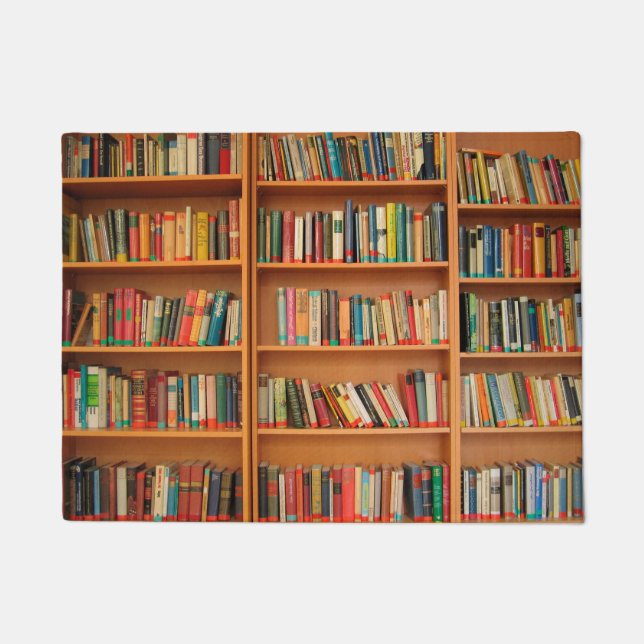 Bookshelf Books Library Bookworm Reading Doormat (Front)