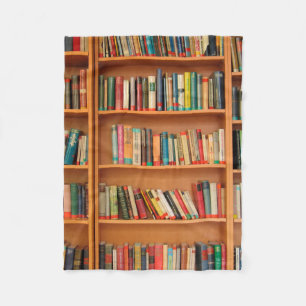 Bookshelf Books Library Bookworm Reading Fleece Blanket