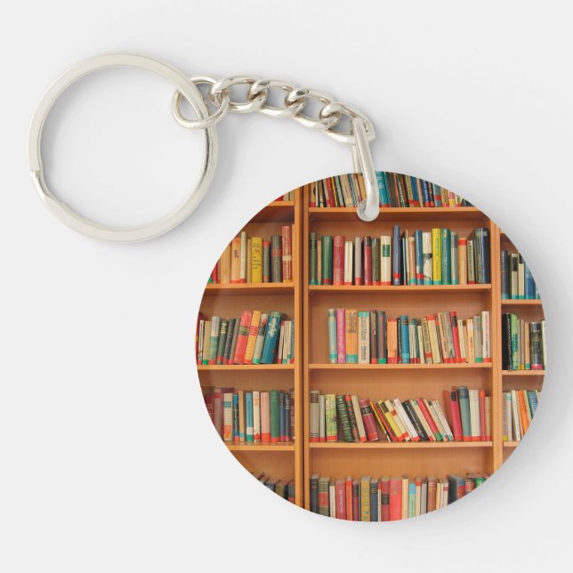Bookshelf Books Library Bookworm Reading Key Ring (Front)