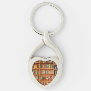 Bookshelf Books Library Bookworm Reading Key Ring