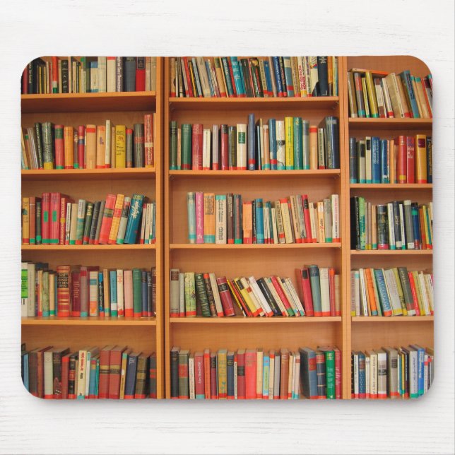 Bookshelf Books Library Bookworm Reading Mouse Mat (Front)