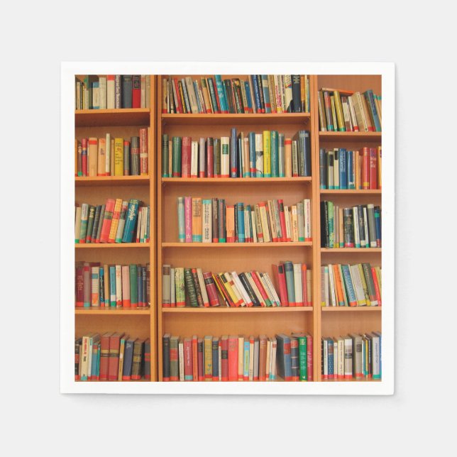 Bookshelf Books Library Bookworm Reading Napkin (Front)