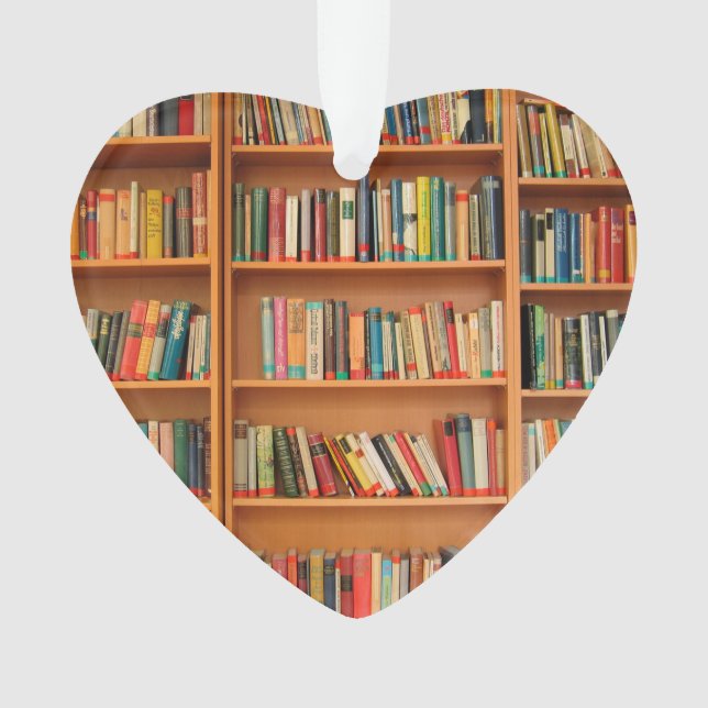 Bookshelf Books Library Bookworm Reading Ornament (Front)