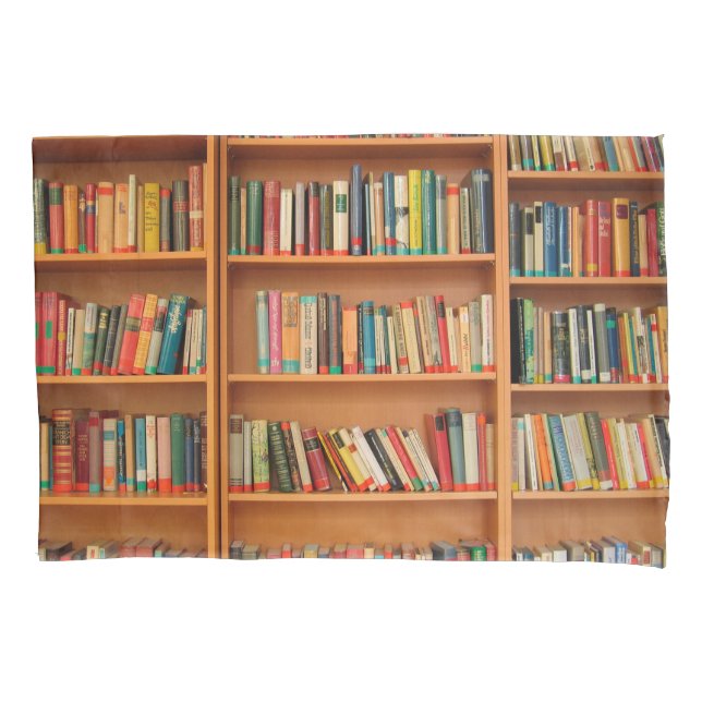 Bookshelf Books Library Bookworm Reading Pillowcase (Front)