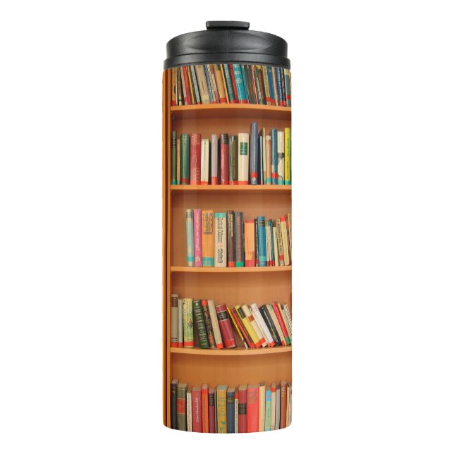 Bookshelf Books Library Bookworm Reading Thermal Tumbler (Front)