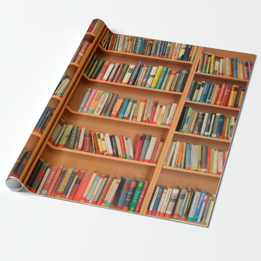 Image of Bookshelf Books Library Bookworm Reading Wrapping Paper