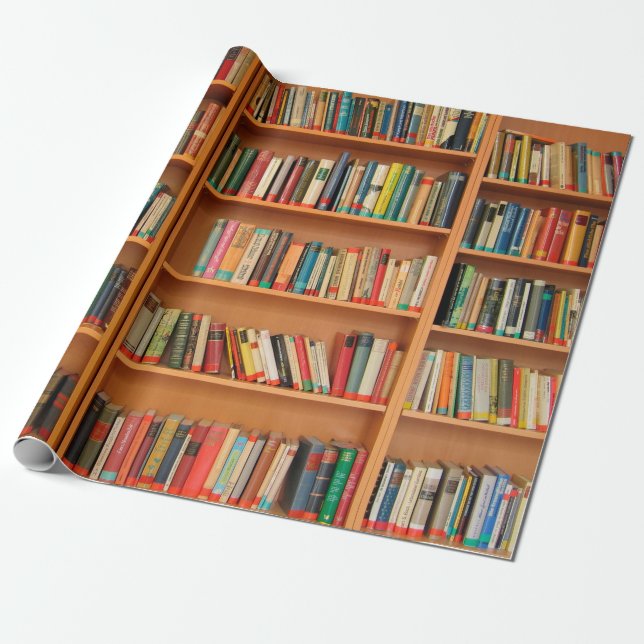 Bookshelf Books Library Bookworm Reading Wrapping Paper (Unrolled)