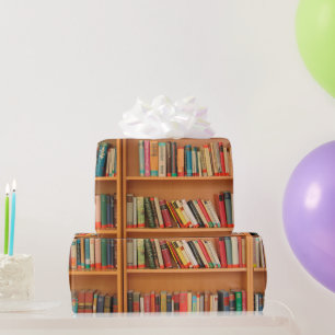 Bookshelf Books Library Bookworm Reading Wrapping Paper