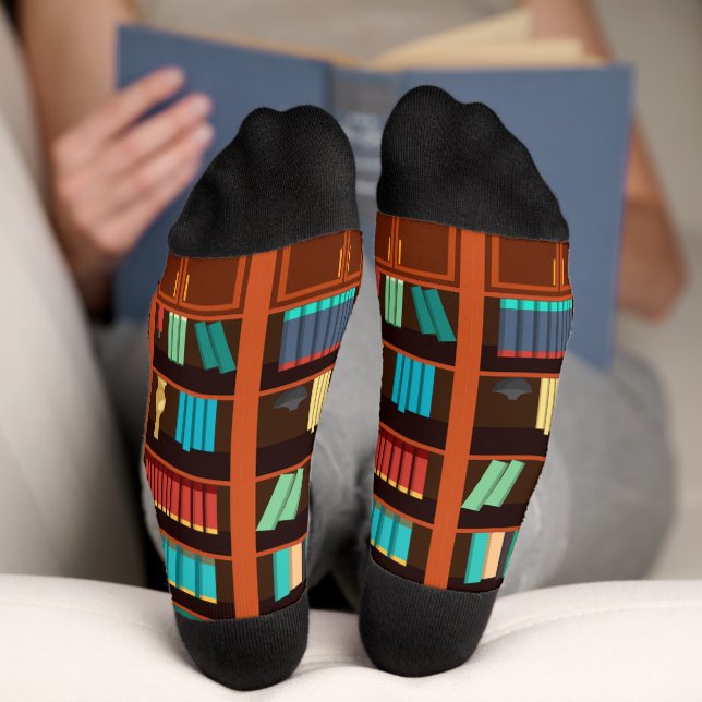 Bookshelf-Inspired Gift for Readers Socks (Bottom)