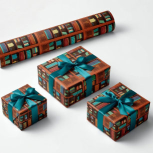 Bookshelf-Inspired Wrapping Paper for Book lovers