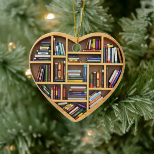 Bookshelf Librarian Bookworm Writter Reader Ceramic Tree Decoration