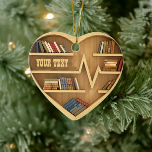 Bookshelf Librarian Bookworm Writter Reader  Ceramic Tree Decoration
