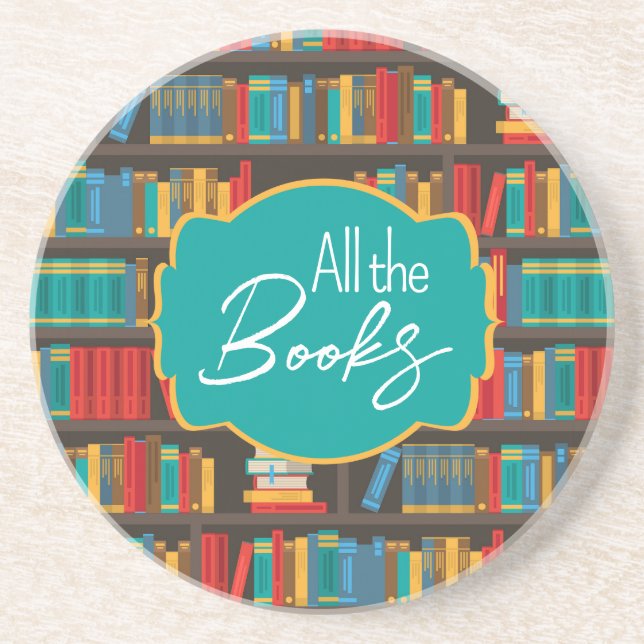 Bookshelf Reading Love Coaster (Front)