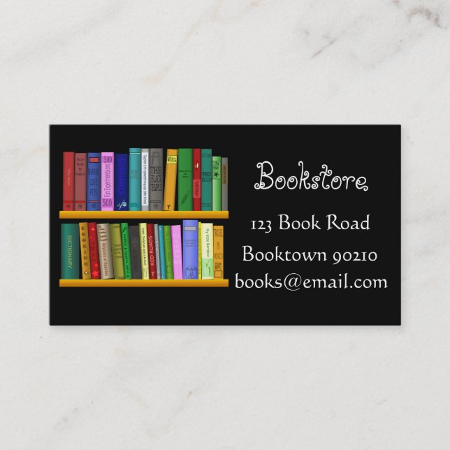 Bookshop, bookstore or online books business card (Front)