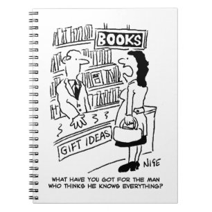 Bookshop Customer asks Shopkeeper a Question Notebook
