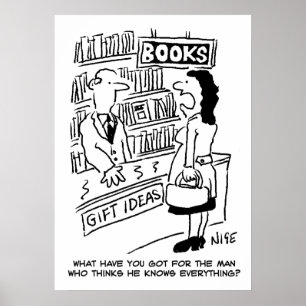 Bookshop Customer asks Shopkeeper a Question Poster