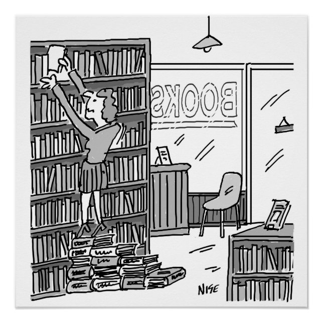 Bookshop Owner Makes Steps from Books Poster (Front)