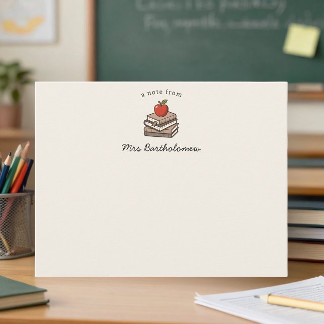 Bookstack and Apple Personalised Teacher  Card (Creator Uploaded)