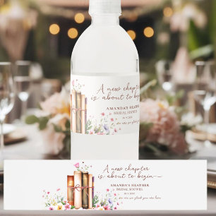  Bookstore Watercolor Wildflower Bridal Shower  Water Bottle Label