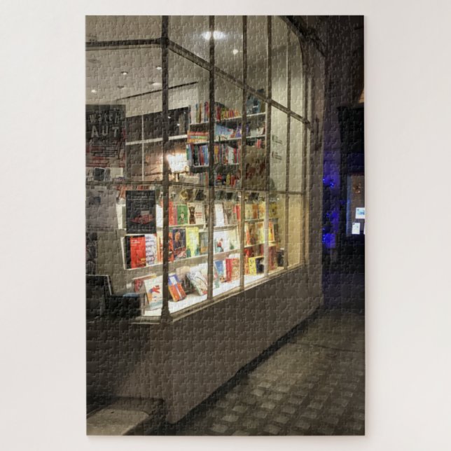 Bookstore Window at Night, London Photography Jigsaw Puzzle (Vertical)