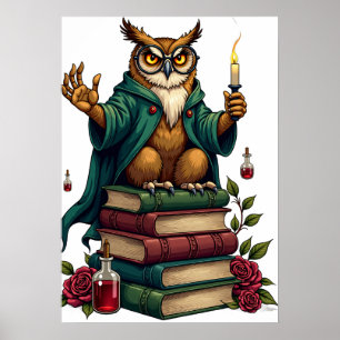 BookTok Dark Academia Owl Dagger Roses Gothic Libr Poster