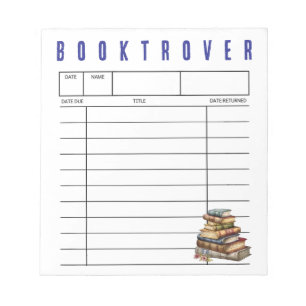 Booktrover Library Card Vintage Books Notepad