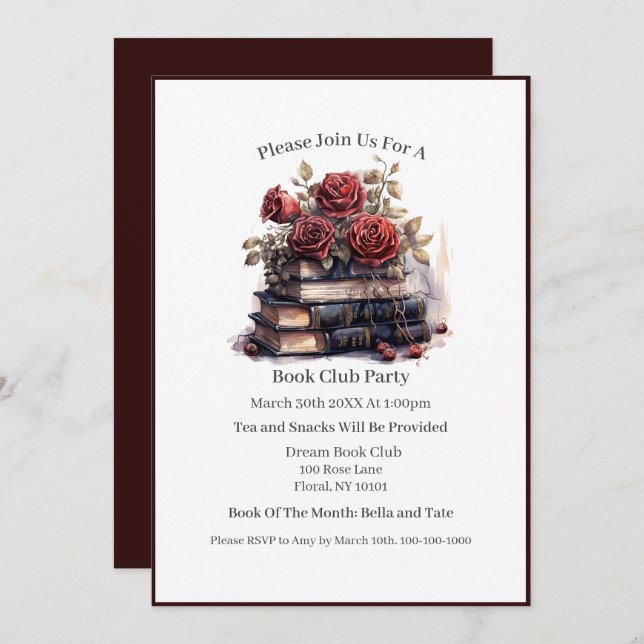 Booktrovert, Book Lover, Book Club Invitation (Front/Back)