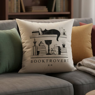 Booktrovert Book Lover's Monogrammed  Cushion