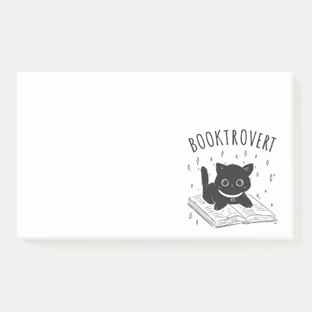 Booktrovert cat with book and stars post-it notes (Front)