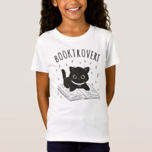 Booktrovert cat with book and stars T-Shirt